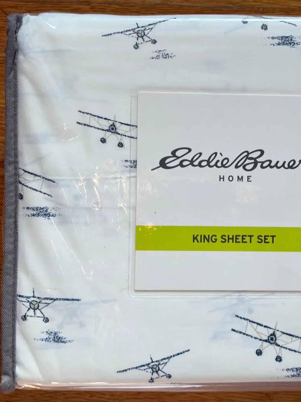 Eddie Bauer SEA PLANES King Size Cotton Sheet Set BI-PLANES PROPELLER